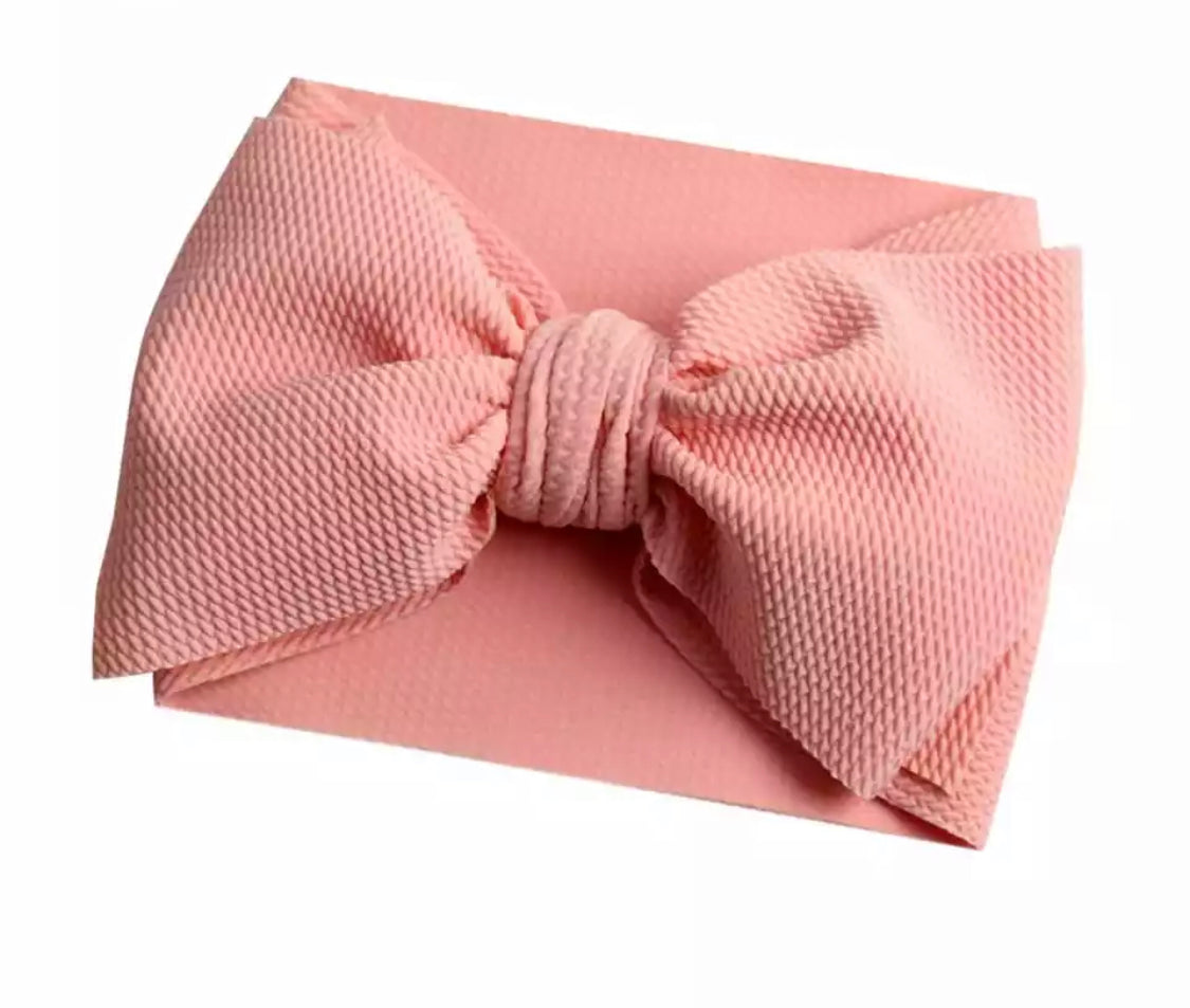 Big 7 inch messy knot Bow double layered Bow Headwrap-Solids